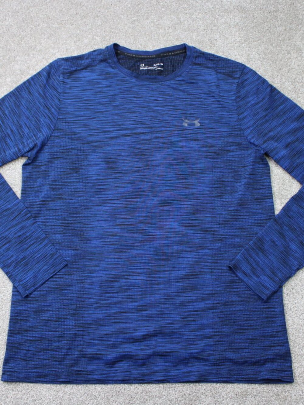 Under Armour Threadborne Shirt Mens XL Blue Heatgear Fitted Long Sleeve Athletic